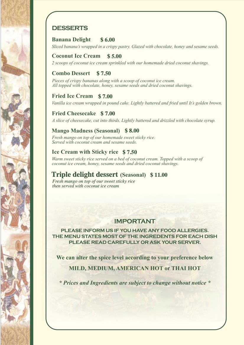 desserts menu